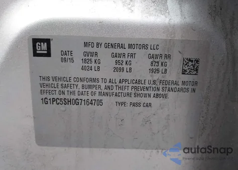 2016 Chevrolet Cruze Limited Ls Auto из США, поврежденный, VIN 1G1PC5SH0G7164705